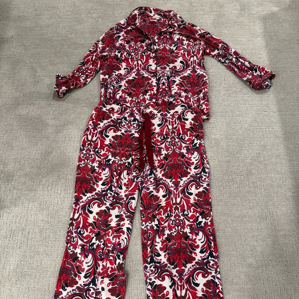 Soma Cool Nights Pajama Set with Notched Collar Top